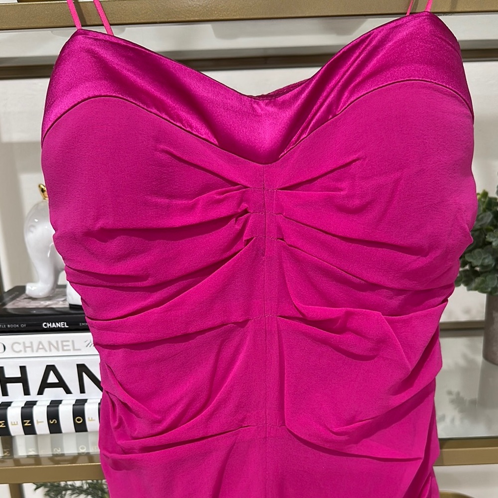 Cache Fuchsia Ruched Strapless Midi Dress - Picture 3 of 9